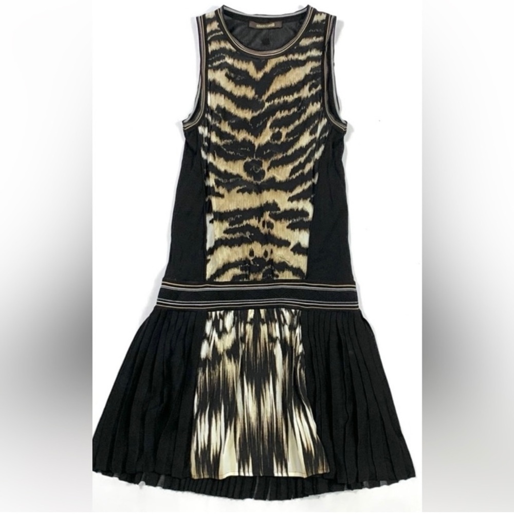 Roberto Cavalli Black and Gold Patterned Dress